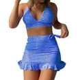 thumbnail image 1 of Gibobby Trajes de Baño Mujer Conjunto de bikini de mujer Impreso Conjunto de bikini de piezas de ropa de playa Traje de baño sexy caliente(Azul,CH), 1 of 5