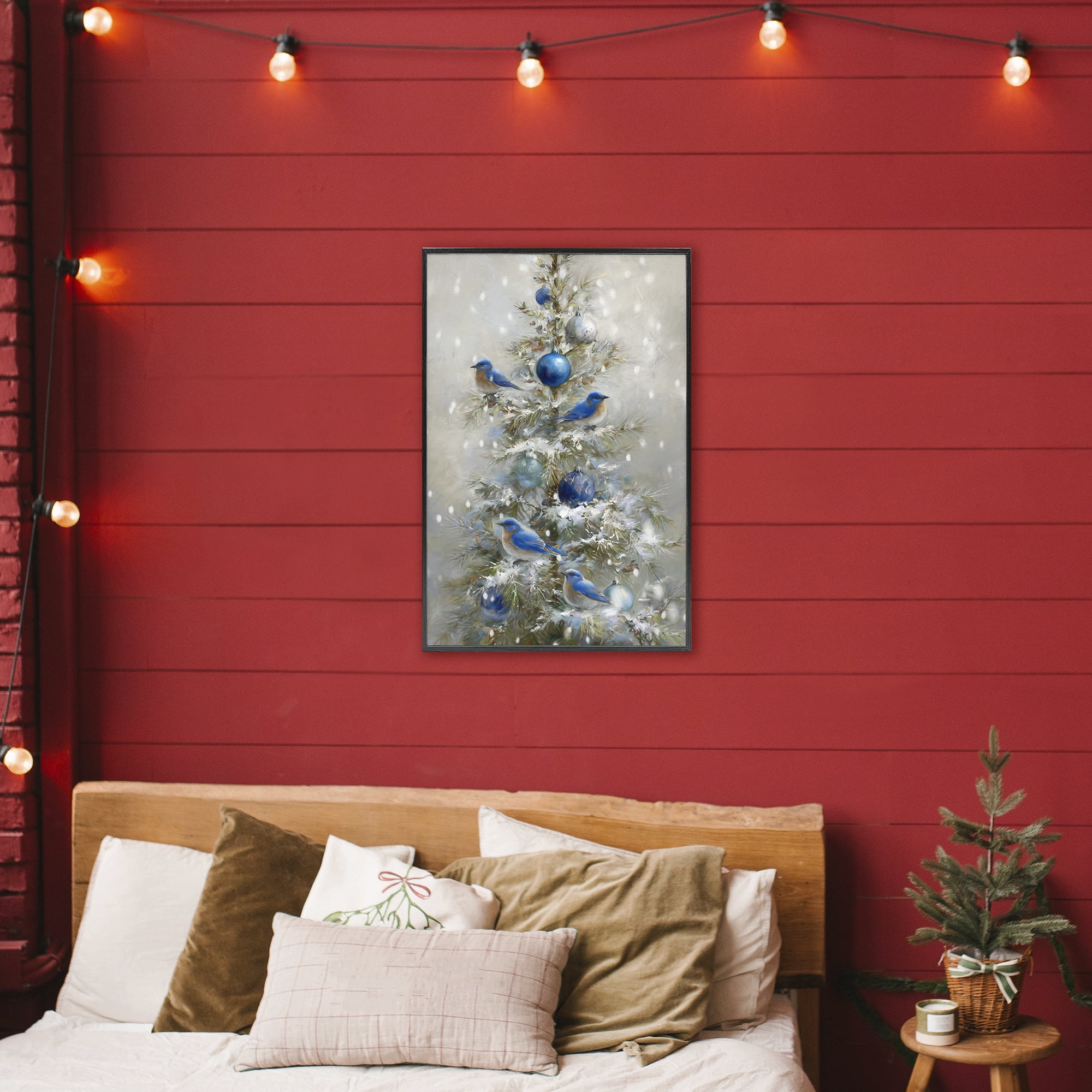 Stupell Industries Blue Bird Christmas Tree Black Framed Giclee Art, design by Tina LeCour