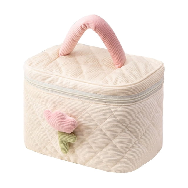 Buy 2 get 10% off Corduroy Makeup Bag, Cute Makeup Bag, Travel Toiletries Bag, Storage Bag, Large Capacity, Ladies And Girls Cosmetics Storage Bag