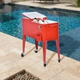 thumbnail image 6 of Costway Red Outdoor Patio 80 Quart Cooler Cart Ice Beer Beverage Chest Party Portable, 6 of 10