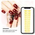 thumbnail image 4 of Vogacara 24 piezas de uñas postizas de ataúd resistentes a los arañazos de bailarina corta coloridas uñas acrílicas artificiales de color sólido DIY Juegos de manicura 32amarillo, 4 of 4