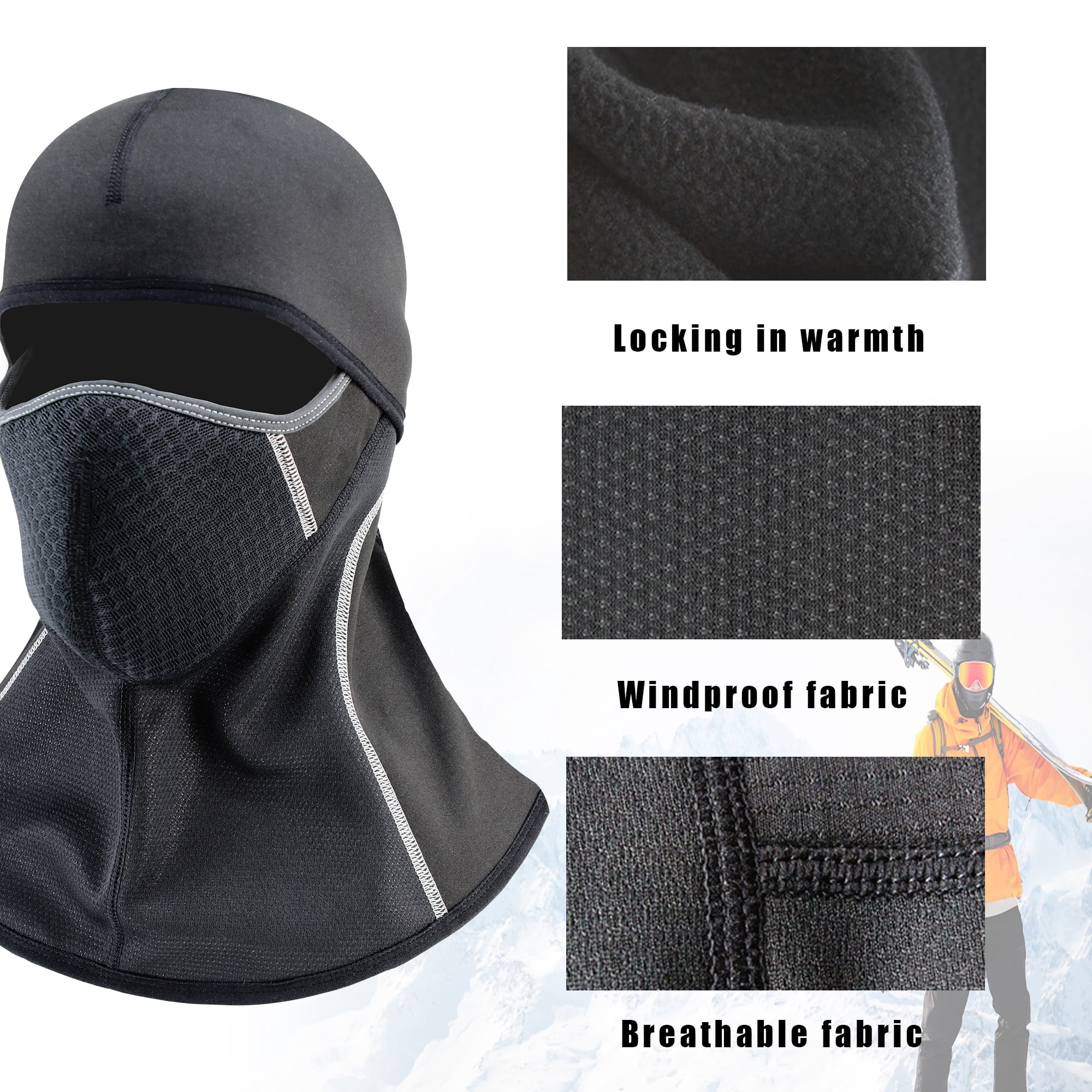 Balaclava Face Mask Ski Mask for Men Women Full Cover Mask for Outdoor Activities Black