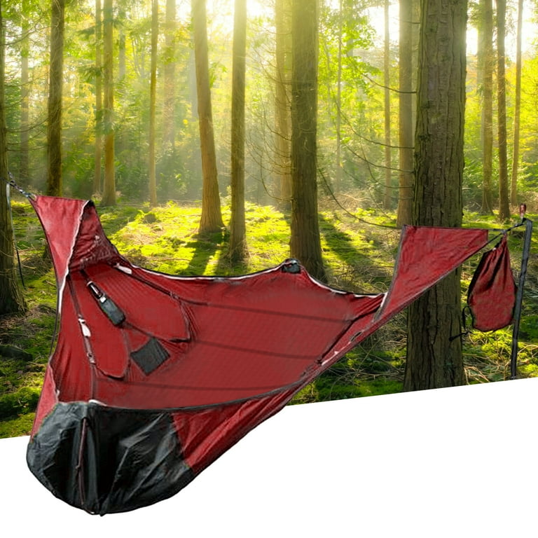 Chicmine Anti tear Anti mosquito Solid Straps Camping Hammock with Bed Net Outdoor Camping Portable Multi person Hammock Camping Equipment
