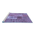 thumbnail image 2 of Ahgly Company Machine Washable Indoor Square Patchwork Blue Transitional Area Rugs, 7' Square, 2 of 4