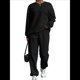 thumbnail image 1 of Conjunto Deportivo de Dos Piezas para Mujer: Sudadera y Pantalón Deportivo de Cuello Redondo Liso y Holgado, Conjunto de Jersey para Estar en Casa. Negro L, 1 of 5