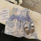 thumbnail image 4 of Vestido estilo francés para niñas, de verano, con lazo dulce, mangas voladoras, estilo moderno, falda para fotos de viaje, 4 of 6