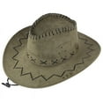 thumbnail image 2 of GILIGEGE Western Felt Roll Up Brim Cowboy and Cowgirl Hat for Women and Men Hat Cap Grassland Unisunshade Hat Mongolian Cowboy Adult Caps Army Green One Size, 2 of 2