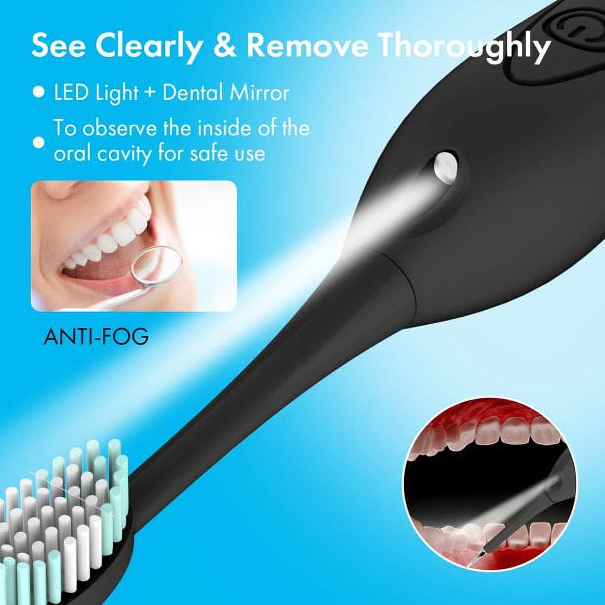 POINTERTECK Electric Dental Calculus Remover, Plaque Remover for Teeth Teeth Cleaner Tooth Tartar Scraper with 6 Replaceable Clean Heads