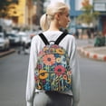 thumbnail image 7 of FORMRS Mini Backpack Purse for Women Travel Daypack Casual Shoulder Bag, Orange Colorful Flowers, 7 of 7