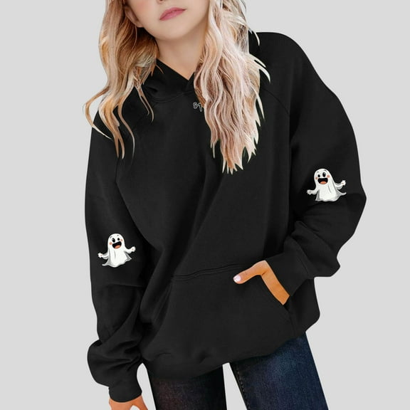 successthop Spooky Season Hoodies Spooky Ghost Toddler Girls Boys Long Sleeve Winter Fall Sport Pullover Sizes 5-15