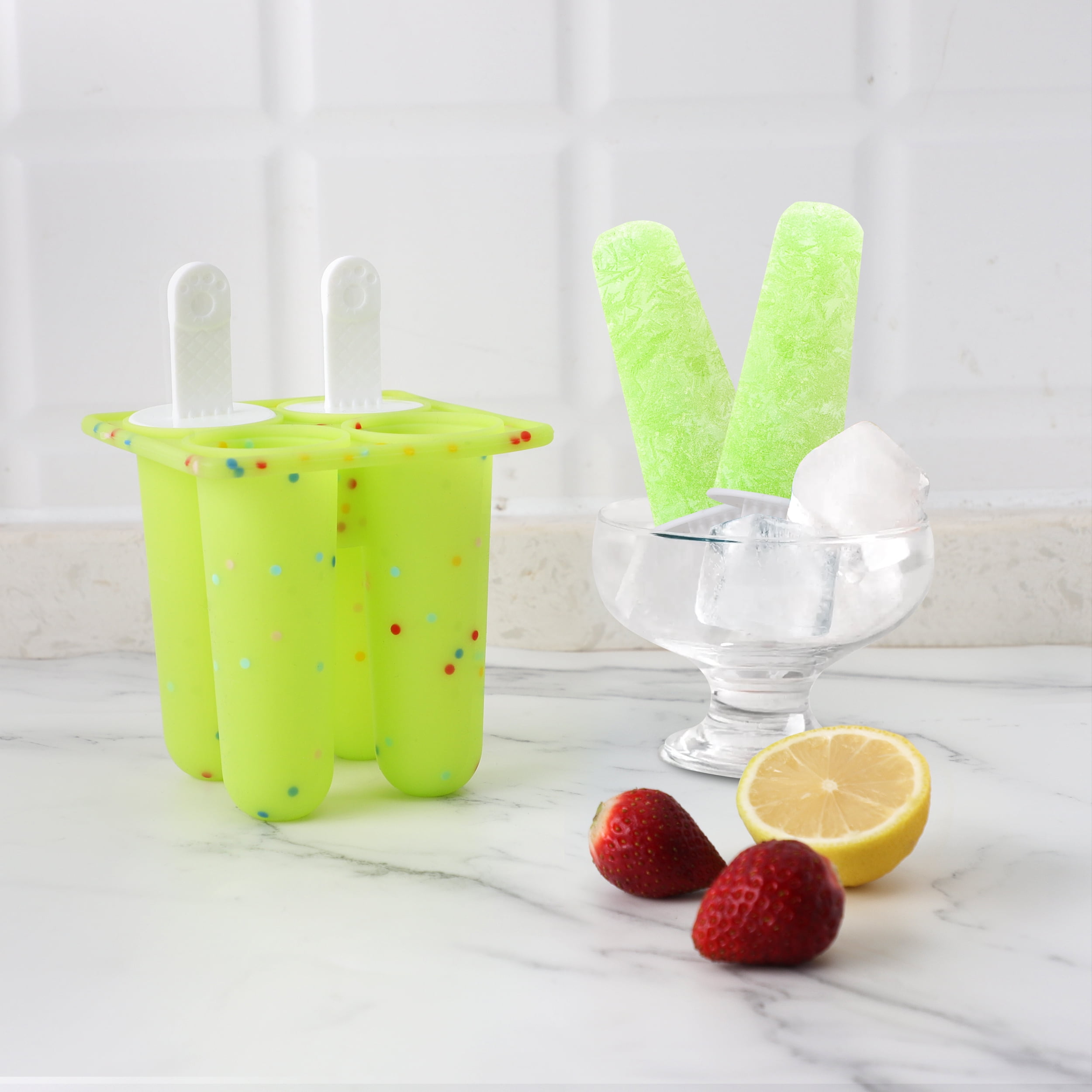 Round Silicone Ice Pop Molds - Reusable & Dishwasher Safe, Green