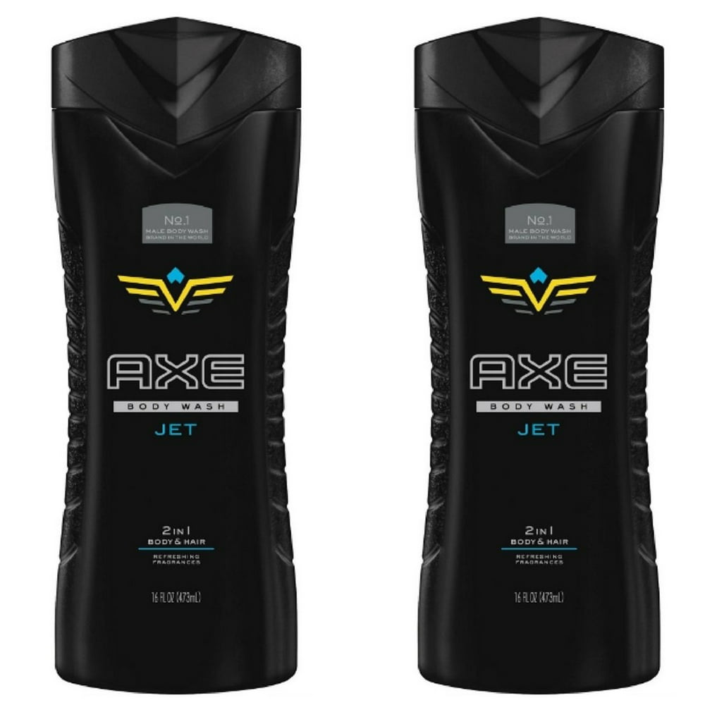 (2 Pack) AXE 2 in 1 Body Wash and Shampoo for Men, Jet 16 Ounces
