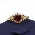 thumbnail image 4 of Romantic 6.0mm Heart-Cut Lab-Created Ruby & Diamond Ring - Flower and Leaf Inspired Design, Exquisite Jewelry for Women, Perfect for Special Occasions, 4 of 6