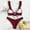 Wine, variant on Huowey Women High Cut V-Neck 2PCS Bikini Swimwear Swimsuit Beachwear Brazilian Beachwear Honeymoon Cruise Trendy Wear