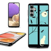 OneToughShield ® Shockproof Phone Case Compatible with Samsung Galaxy A15 5G - Moon/Cat