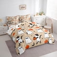thumbnail image 3 of Feelyou Teens Funny Ghost Bedding Comforter Set 7-Piece, Cartoon Black Cat King Bedding Sets, Halloween Bat Pumpkin Reversible Bed Sheets, Breathable Home Decor, 3 of 7