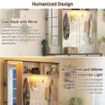 thumbnail image 4 of ChVans 79" Hall Tree with Mirror, LED Farmhouse Hall Tree with Bench and Shoe Storage, Hallway Tree with Sliding Barn Door, 12 Hooks, Umbrella Holder, Coat Rack for Entrance Entryway Mudroom, White, 4 of 10
