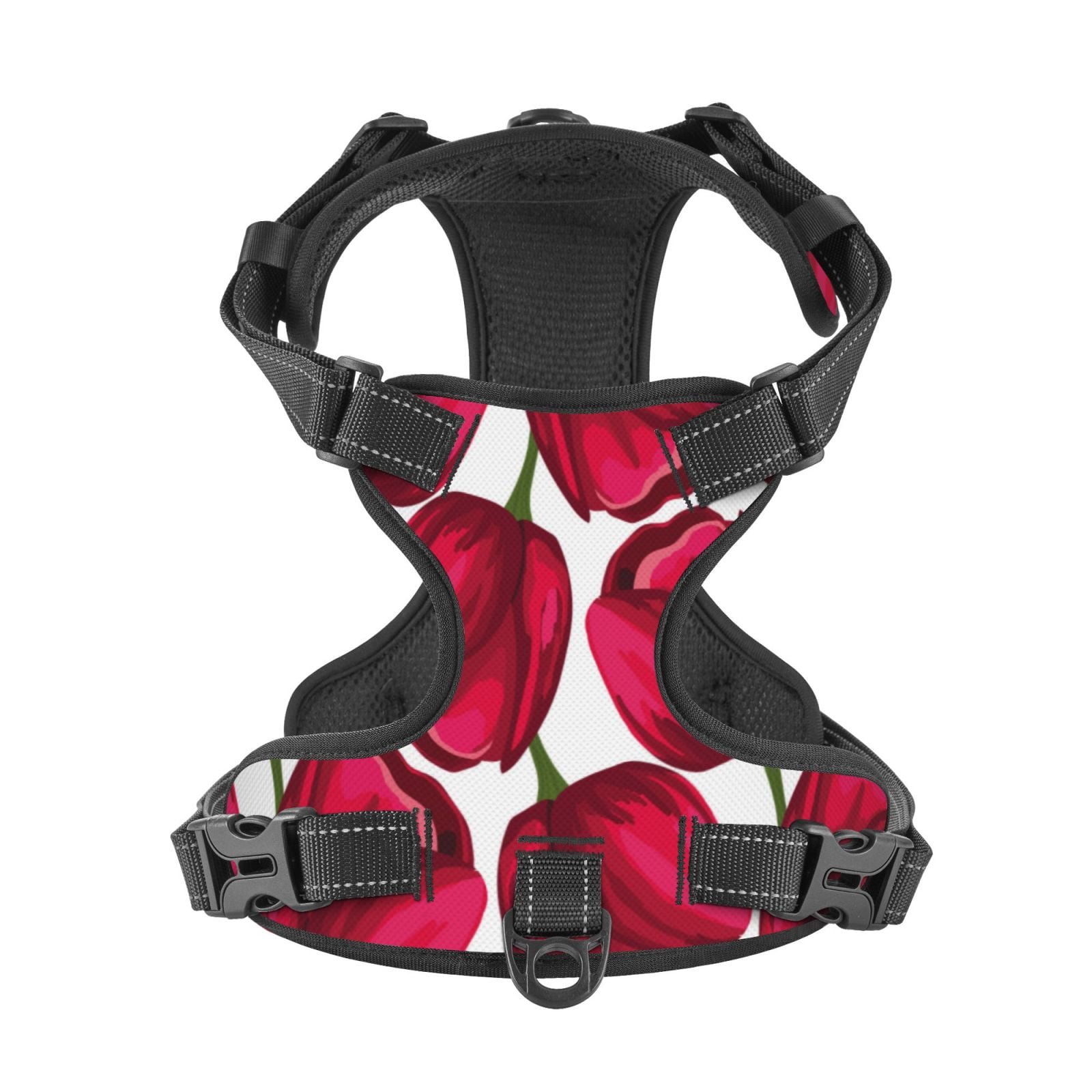 Kdxio Tulips Flowers Print No Pull Dog Harness Adjustable Reflective Oxford Easy Control Medium Large Dog Harness for Training and Everyday-Small