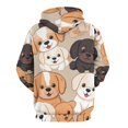 thumbnail image 3 of Cute Puppy Pattern Background Men's Women Vintage 3D Hooded Sweatshirt - All-Season Loose Fit Streetwear, 3 of 6