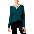 thumbnail image 1 of Hippie Rose Womens LS Basic T-Shirt, Green, Large, 1 of 1