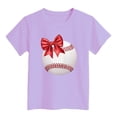thumbnail image 3 of WOYY Toddler Girls Casual T Shirt Baseball Printed Short Sleeve T-Shirt Summer Sport Tee Shirt, 3 of 3