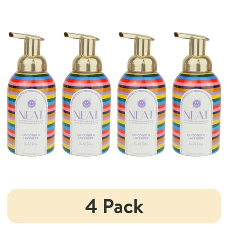 (4 pack) Packed Party Neat Foaming Hand Soap, Coconut and Lavender Scented, 12 fl oz