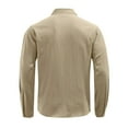 thumbnail image 4 of WTOBBY Men's Casual Long Sleeve Shirt Lapel Collar Button Front Pocket Classic Fit Breathable Cotton Blend Office Wear Business Casual Daily Top,Khaki 2XL, 4 of 8