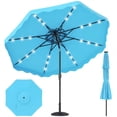 thumbnail image 1 of Gymax 9 FT Solar LED Outdoor Umbrella Push-Button Tilt & Crank 24 LED Lights & 8 Ribs Turquoise, 1 of 8