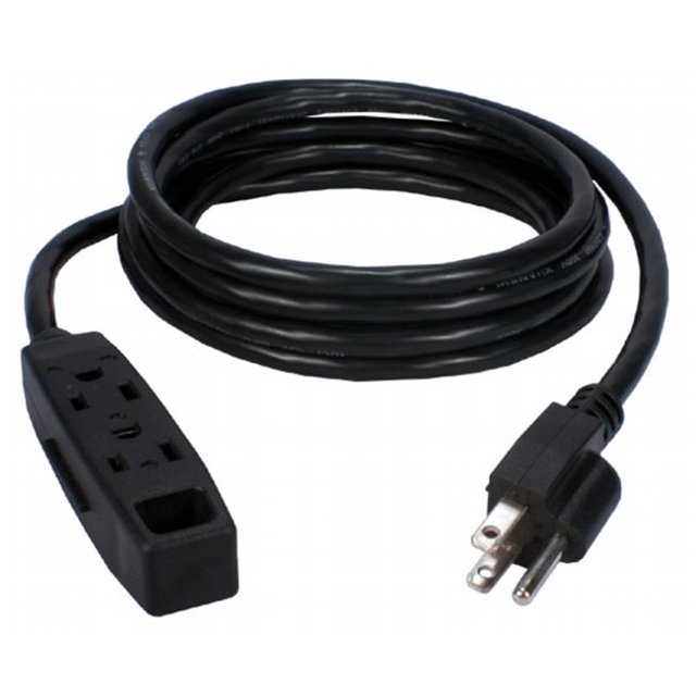 QVS PC3PX-06-5PK Rallonge de 6 Pieds à 3 Prises, Noir - Lot de 5