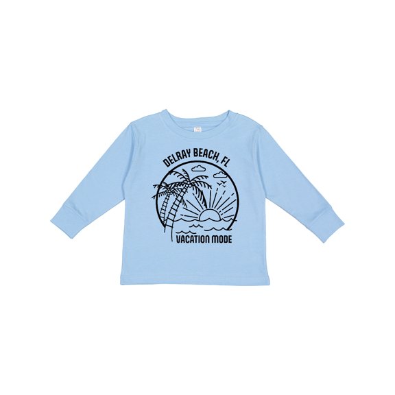 Inktastic Summer Vacation Mode Delray Beach Florida Boys or Girls Long Sleeve Toddler T-Shirt