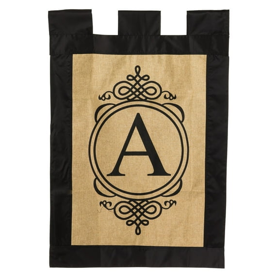 Evergreen Sub Burlap Regular Flag - Monogram A