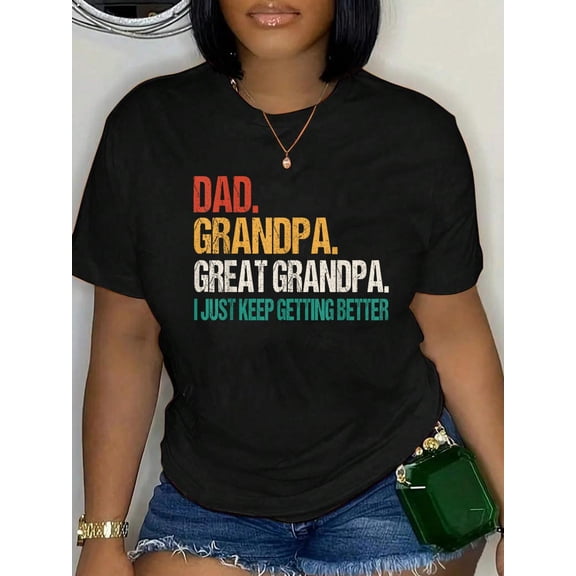Dad Grandpa Great Grandpa Fathers Day for Great Grandfather T-Shirt Women's Men's Graphic Tee Casual Tops