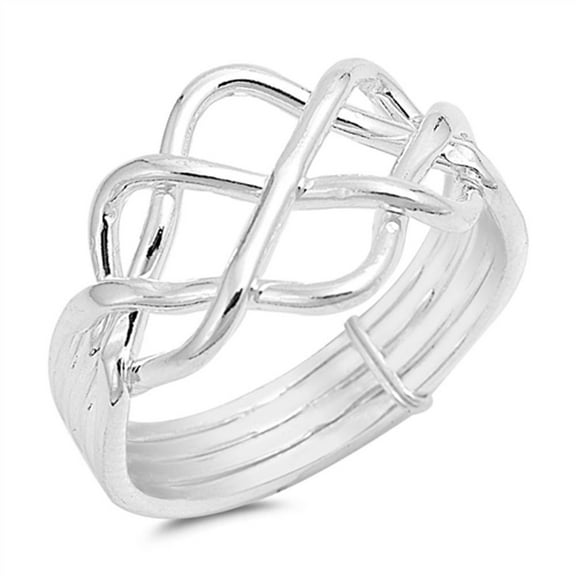 High Polish Bar Knot Puzzle Ring .925 Sterling Silver Band Jewelry Female Male Unisex Size 10