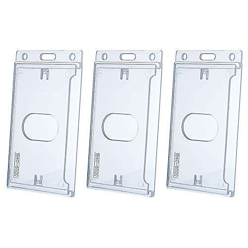 Bestom 3 Pack Frosted Vertical Hard Plastic ID Card Holder. Rigid ...