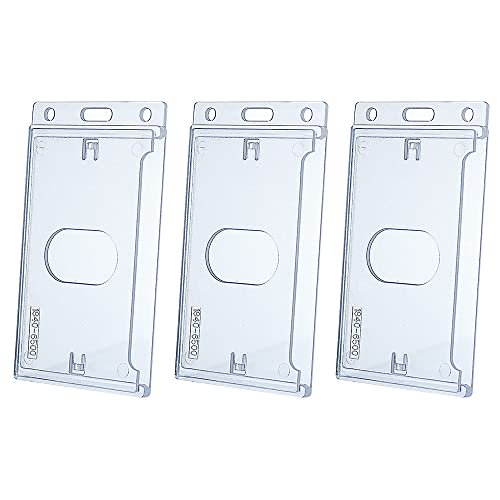 Bestom 3 Pack Frosted Vertical Hard Plastic ID Card Holder. Rigid ...