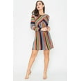 thumbnail image 3 of Orange & Navy Multi Stripe Cross Front Mini Dress, 3 of 5