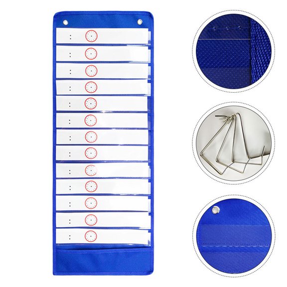 FRCOLOR Class Schedule Pocket Charts Hanging Storage Bag for Classroom Child Student Blue