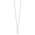 thumbnail image 2 of 925 Sterling Silver Cable Pearl Necklace Chain 7-8mm White FWC CZ 17 inch 8 mm, 2 of 4