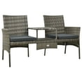 thumbnail image 3 of vidaXL 2-Seater Garden Sofa with Tea Table & Stools Poly Rattan Grey, 3 of 5