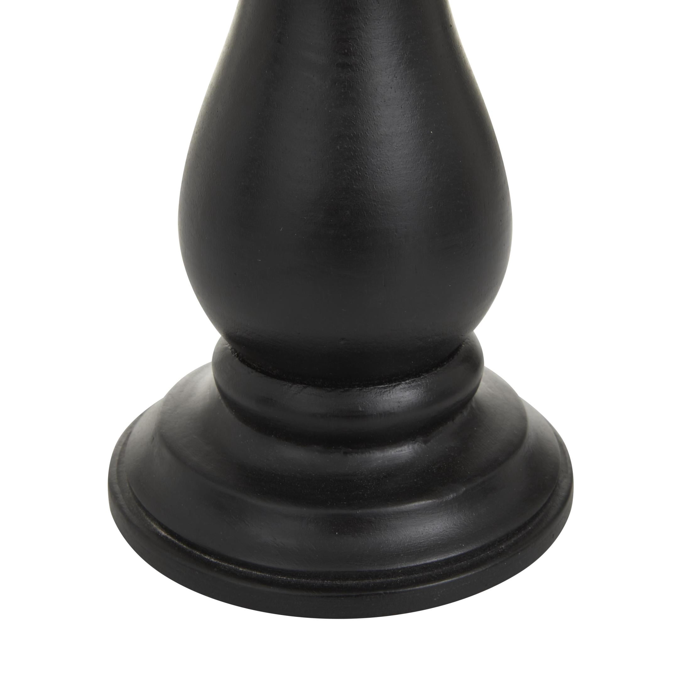 DecMode 3 Candle Black Mango Wood Turned Style Pillar Candle Holder, Set of 3