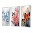 thumbnail image 3 of Designart "Blue Butterfly Wings I" Animals Framed Wall Art Set Of 3 - Blue Butterfly Frame Canvas Set For Living Room Decor, 3 of 6