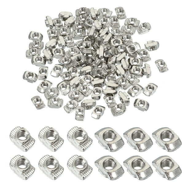 Tuercas en T de la serie Uxcell, tuerca de cabeza de martillo, tuerca de acero al carbono niquelado para perfil de aluminio M4