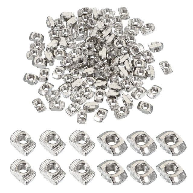 Tuercas en T de la serie Uxcell, tuerca de cabeza de martillo, tuerca de acero al carbono niquelado para perfil de aluminio M4