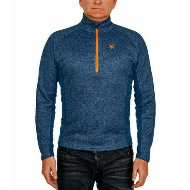 SPYDER Mens 1 4 Zip Pullover Jacket Navy Blue Orange Medium