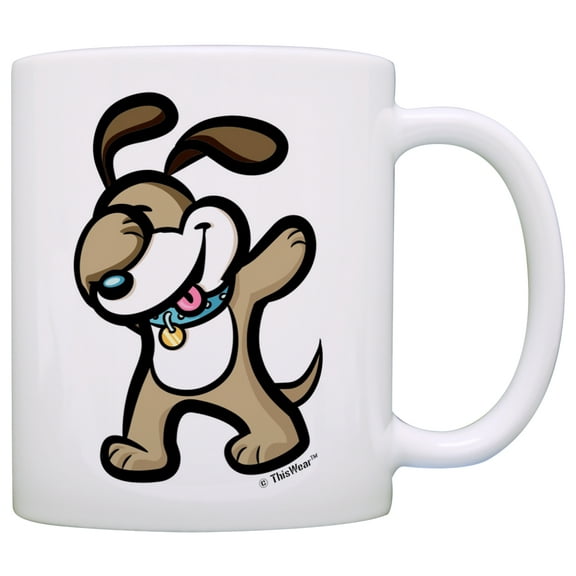 ThisWear Funny Dog Mug Dabbing Dog Funny Meme Dance Rescue Dog 11 ounce Coffee Mug