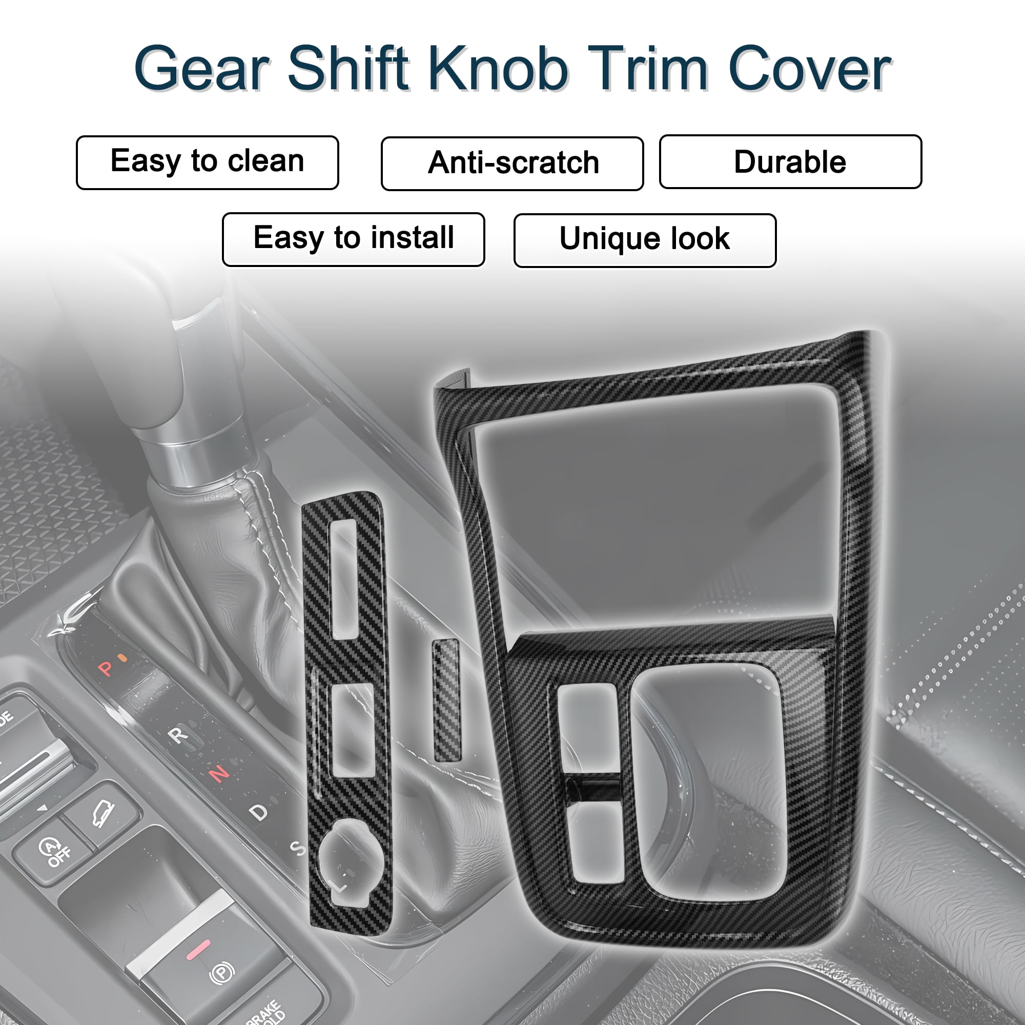 Unique Bargains Plastic Gear Shift Knob Button Cover for Honda CRV 2023-2025 Console Gear Panel Decal Trim Sticker Interior Accessories Carbon Fiber Black 1 Set