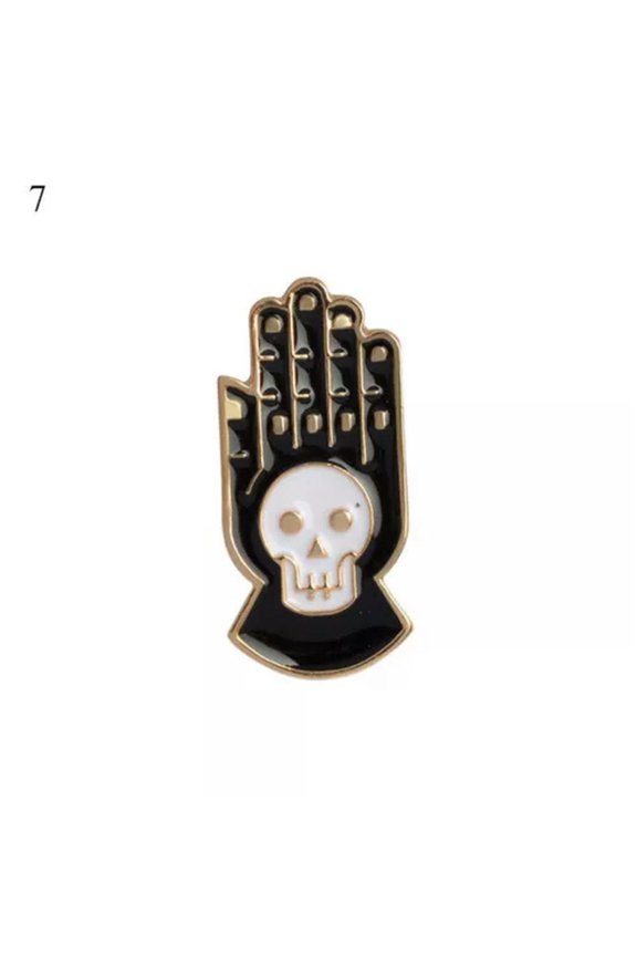 Gothic Halloween Pin Brooch Moon Skull Black Cat Punk Pins Animal Gifts Jewelry-142