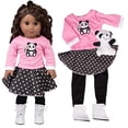 thumbnail image 1 of Traje de falda de caniche de panda para niña americana y muñecas de 18 "- Juego de 5 piezas de ropa que incluye camisa, falda, polainas, zapatos y panda Dress Along Dolly 656103019397, 1 of 1