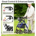 thumbnail image 4 of Andadores HOMLAND para personas mayores con asiento, andador plegable con ruedas, marco de aluminio reforzado, ruedas grandes de goma de 20 cm para todo terreno, andador ligero con ruedas y altura aju, 4 of 5