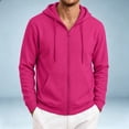 thumbnail image 2 of cfhntfmh Mens Zip up Sweatshirt Casual Drawstring Long Sleeve Hooded Jackets with Pockets Fall Trendy Clothing (Hot Pink,Small), 2 of 7